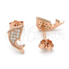 Sterling Silver Stud Earring, with White Micro Pave, Polished, Rose Gold Finish, 02.174.0075.1