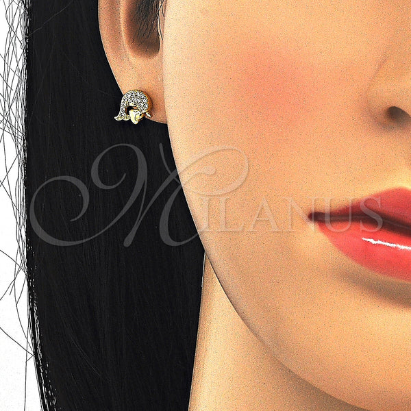 Sterling Silver Ring — Stud Earring Dolphin and Heart Design with White — alternate product view — SKU 123806 | Plata 925 anillo — Stud Earring Dolphin and corazón diseño with blanco — SKU 123806