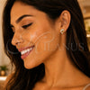 Sterling Silver Stud Earring, Dolphin and Heart Design, with White Micro Pave, Polished, Golden Finish, 02.174.0076