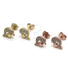 Sterling Silver Stud Earring, Dolphin and Heart Design, with White Micro Pave, Polished, Rose Gold Finish, 02.174.0076.1