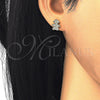 Sterling Silver Stud Earring, Little Girl Design, with White Micro Pave, Polished, Golden Finish, 02.174.0077