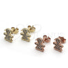 Sterling Silver Stud Earring, Little Girl Design, with White Micro Pave, Polished, Golden Finish, 02.174.0077
