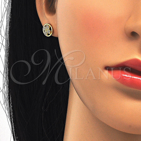 Sterling Silver Ring — Stud Earring with White Micro Pave Polished 02. — alternate product view — SKU 123815 | Plata 925 anillo — Stud Earring with blanco Micro Pave pulido 02. — SKU 123815