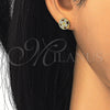 Sterling Silver Stud Earring, with White Micro Pave, Polished, Golden Finish, 02.174.0080