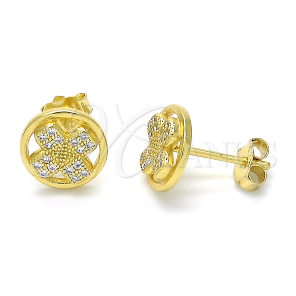 Sterling Silver Ring — Stud Earring with White Micro Pave Polished 02. — main product view — SKU 123815 | Plata 925 anillo — Stud Earring with blanco Micro Pave pulido 02. — SKU 123815