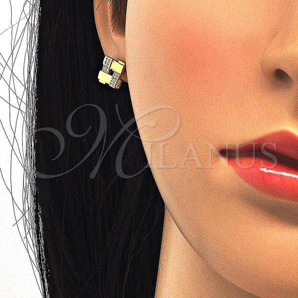 Sterling Silver Ring — Stud Earring with White Micro Pave Polished 02. — alternate product view — SKU 123817 | Plata 925 anillo — Stud Earring with blanco Micro Pave pulido 02. — SKU 123817