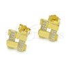 Sterling Silver Stud Earring, with White Micro Pave, Polished, Golden Finish, 02.174.0081