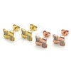 Sterling Silver Stud Earring, with White Micro Pave, Polished, Golden Finish, 02.174.0081