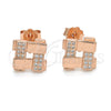 Sterling Silver Stud Earring, with White Micro Pave, Polished, Rose Gold Finish, 02.174.0081.1