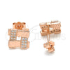 Sterling Silver Stud Earring, with White Micro Pave, Polished, Rose Gold Finish, 02.174.0081.1