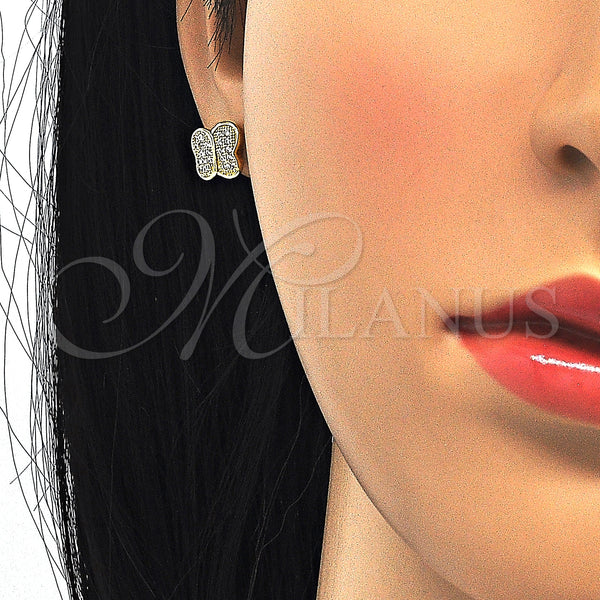 Sterling Silver Ring — Stud Earring with White Micro Pave Polished 02. — alternate product view — SKU 123819 | Plata 925 anillo — Stud Earring with blanco Micro Pave pulido 02. — SKU 123819