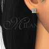 Sterling Silver Stud Earring, with White Micro Pave, Polished, Golden Finish, 02.174.0082