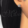 Sterling Silver Stud Earring, with White Micro Pave, Polished, Rose Gold Finish, 02.174.0082.1