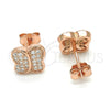 Sterling Silver Stud Earring, with White Micro Pave, Polished, Rose Gold Finish, 02.174.0082.1