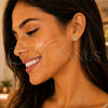 Sterling Silver Stud Earring, Flower Design, with White Micro Pave, Polished, Golden Finish, 02.174.0084