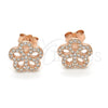 Sterling Silver Stud Earring, Flower Design, with White Cubic Zirconia, Polished, Rose Gold Finish, 02.174.0084.1