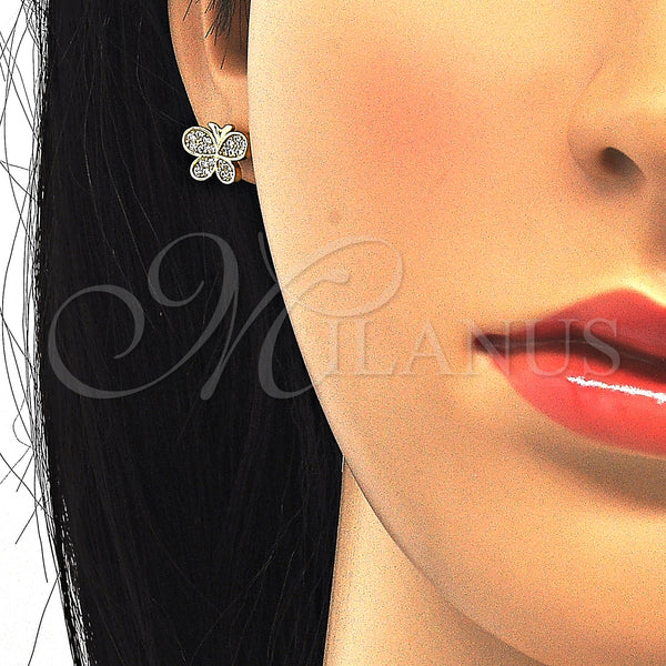 Sterling Silver Ring — Stud Earring Butterfly Design with White Micro Pave — alternate product view — SKU 123829 | Plata 925 anillo — Stud Earring Butterfly diseño with blanco Micro Pave — SKU 123829