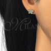 Sterling Silver Stud Earring, Butterfly Design, with White Micro Pave, Polished, Golden Finish, 02.174.0087