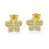 Sterling Silver Stud Earring, Butterfly Design, with White Micro Pave, Polished, Golden Finish, 02.174.0087