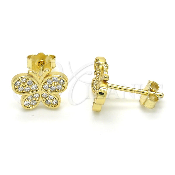 Sterling Silver Ring — Stud Earring Butterfly Design with White Micro Pave — main product view — SKU 123829 | Plata 925 anillo — Stud Earring Butterfly diseño with blanco Micro Pave — SKU 123829