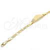 Oro Laminado ID Bracelet, Gold Filled Style Elephant and Owl Design, Polished, Golden Finish, 03.63.1932.07 (05 MM Thickness, 7 Inches Length)