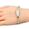 Oro Laminado ID Bracelet, Gold Filled Style Elephant and Owl Design, Polished, Tricolor, 03.63.1932.1.07 (05 MM Thickness, 7 Inches Length)