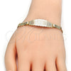 Oro Laminado ID Bracelet, Gold Filled Style Elephant and Owl Design, Polished, Tricolor, 03.63.1932.1.07 (05 MM Thickness, 7 Inches Length)