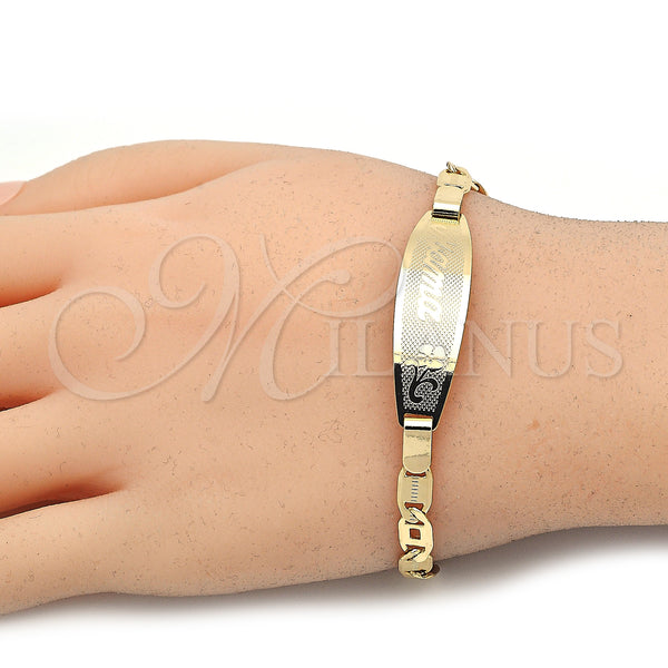 Gold Filled Bracelet — ID Bracelet Flower Design Polished 03.63. 05 MM — main product view — SKU 123835 | Oro Laminado brazalete — ID Bracelet flor diseño pulido 03.63. 05 MM — SKU 123835