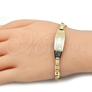Gold Filled Bracelet — ID Bracelet Flower Design Polished 03.63. 05 MM — main product view — SKU 123835 | Oro Laminado brazalete — ID Bracelet flor diseño pulido 03.63. 05 MM — SKU 123835