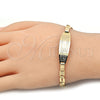 Oro Laminado ID Bracelet, Gold Filled Style Flower Design, Polished, Golden Finish, 03.63.1933.07 (05 MM Thickness, 7 Inches Length)