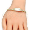 Oro Laminado ID Bracelet, Gold Filled Style Flower Design, Polished, Golden Finish, 03.63.1933.07 (05 MM Thickness, 7 Inches Length)
