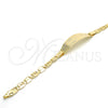 Oro Laminado ID Bracelet, Gold Filled Style Flower Design, Polished, Golden Finish, 03.63.1933.07 (05 MM Thickness, 7 Inches Length)