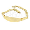 Oro Laminado ID Bracelet, Gold Filled Style Flower Design, Polished, Golden Finish, 03.63.1933.07 (05 MM Thickness, 7 Inches Length)