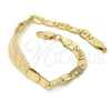 Oro Laminado ID Bracelet, Gold Filled Style Flower Design, Polished, Golden Finish, 03.63.1933.07 (05 MM Thickness, 7 Inches Length)