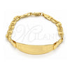 Oro Laminado ID Bracelet, Gold Filled Style Flower Design, Polished, Golden Finish, 03.63.1933.07 (05 MM Thickness, 7 Inches Length)