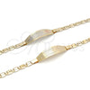 Oro Laminado ID Bracelet, Gold Filled Style Flower Design, Polished, Golden Finish, 03.63.1933.07 (05 MM Thickness, 7 Inches Length)