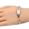 Oro Laminado ID Bracelet, Gold Filled Style Flower Design, Polished, Tricolor, 03.63.1933.1.07 (05 MM for wholesale, additional product view 2