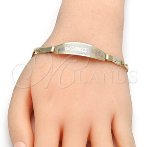 Gold Filled Bracelet — ID Bracelet Flower Design Polished Tricolor 03.63. 05 — main product view — SKU 123836 | Oro Laminado brazalete — ID Bracelet flor diseño pulido Tricolor 03.63. 05 — SKU 123836