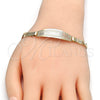 Oro Laminado ID Bracelet, Gold Filled Style Flower Design, Polished, Tricolor, 03.63.1933.1.07 (05 MM Thickness, 7 Inches Length)