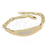 Oro Laminado ID Bracelet, Gold Filled Style Flower Design, Polished, Tricolor, 03.63.1933.1.07 (05 MM Thickness, 7 Inches Length)