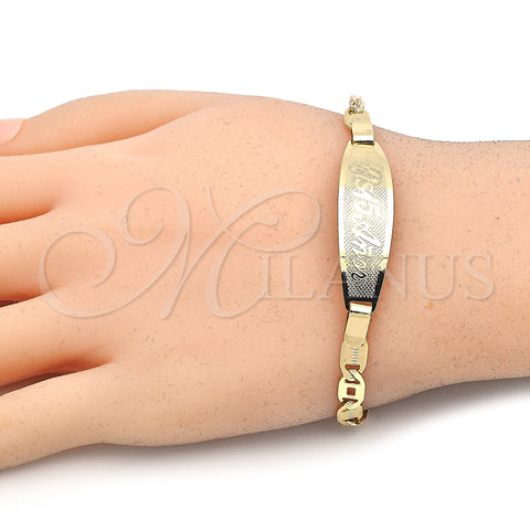 Oro Laminado ID Bracelet, Gold Filled Style Polished, Golden Finish, 03.63.1934.07 (05 MM Thickness, 7 Inches Length)