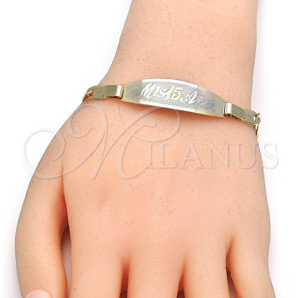 Gold Filled Bracelet — ID Bracelet Polished Tricolor 03.63. 05 MM Thickness — main product view — SKU 123838 | Oro Laminado brazalete — ID Bracelet pulido Tricolor 03.63. 05 MM Thickness — SKU 123838
