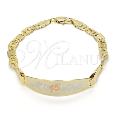 Oro Laminado ID Bracelet, Gold Filled Style Polished, Tricolor, 03.63.1934.1.07 (05 MM Thickness, 7 Inches for wholesale, main product view