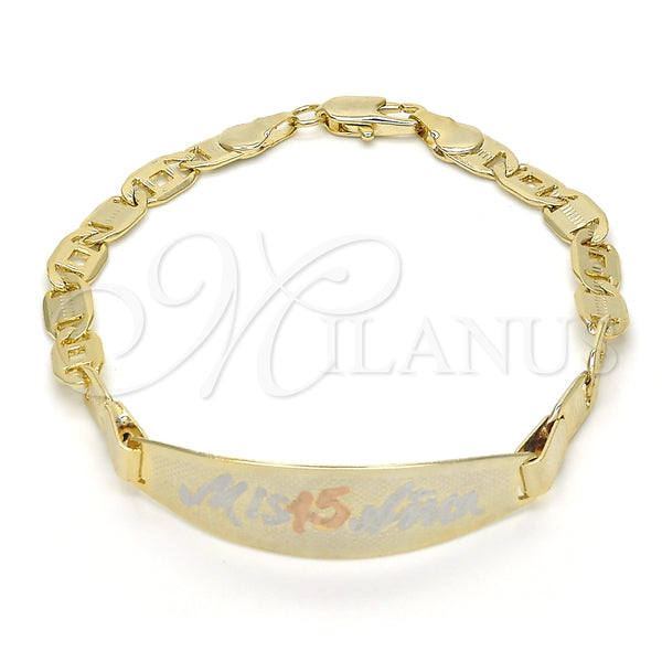 Oro Laminado ID Bracelet, Gold Filled Style Polished, Tricolor, 03.63.1934.1.07 (05 MM Thickness, 7 Inches Length)