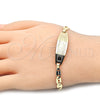 Oro Laminado ID Bracelet, Gold Filled Style Heart Design, Polished, Golden Finish, 03.63.1935.07 (05 MM Thickness, 7 Inches Length)