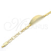 Oro Laminado ID Bracelet, Gold Filled Style Heart Design, Polished, Golden Finish, 03.63.1935.07 (05 MM Thickness, 7 Inches Length)