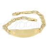 Oro Laminado ID Bracelet, Gold Filled Style Heart Design, Polished, Golden Finish, 03.63.1935.07 (05 MM Thickness, 7 Inches Length)