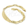 Oro Laminado ID Bracelet, Gold Filled Style Heart Design, Polished, Golden Finish, 03.63.1935.07 (05 MM Thickness, 7 Inches Length)