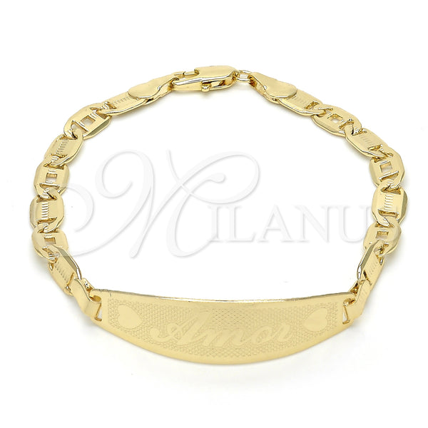 Gold Filled Bracelet — ID Bracelet Heart Design Polished 03.63. 05 MM — main product view — SKU 123839 | Oro Laminado brazalete — ID Bracelet corazón diseño pulido 03.63. 05 MM — SKU 123839