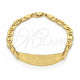 Oro Laminado ID Bracelet, Gold Filled Style Heart Design, Polished, Golden Finish, 03.63.1935.07 (05 MM Thickness, 7 Inches Length)